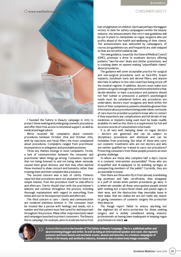 safety inbeauty in aesthetic medicine Magazine