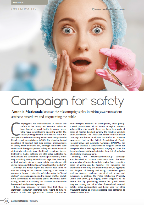 Safety in Beauty in Aesthetic Medicine Magazine